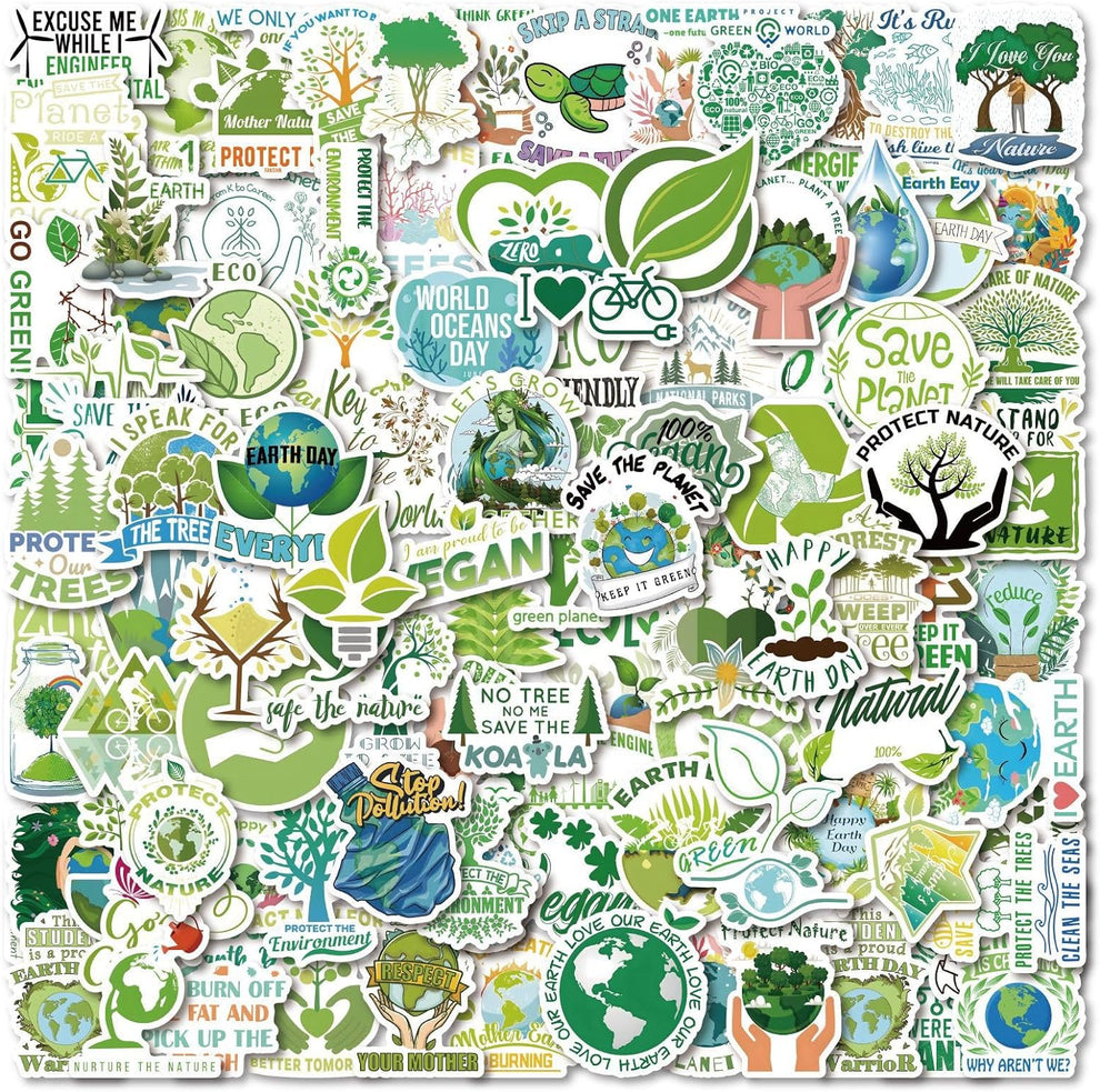 100 Packs Nature Green Stickers Water Bottles Laptop Phone Motorcycle ...